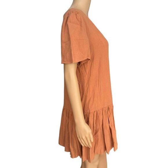 Urban Outfitters Women's Mini Dress Houston Drop Waist Button Linen size M - Picture 3 of 8